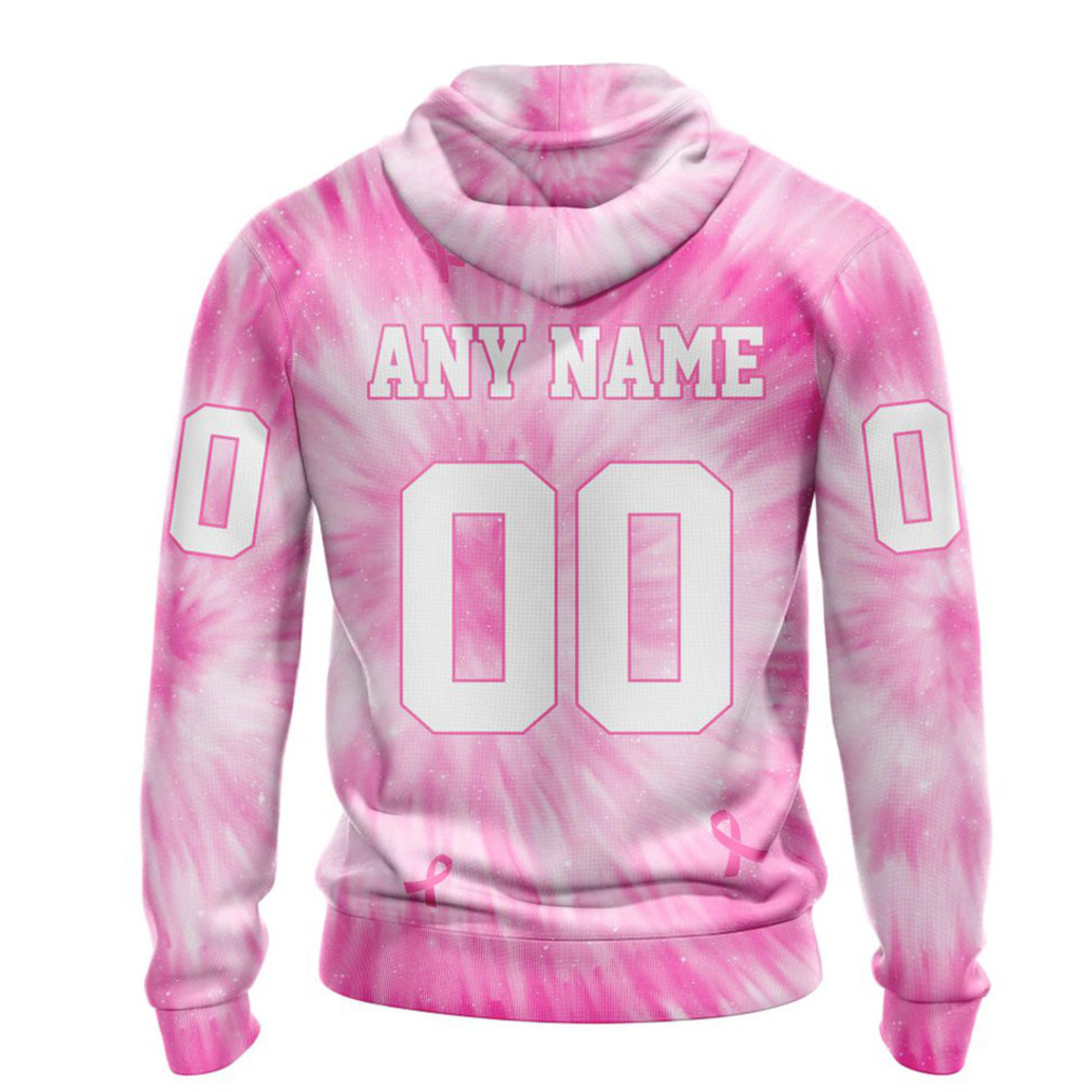 NFL Carolina Panthers Custom Name Number Pink Tie Dye Pullover Hoodie NFL Carolina Panthers Custom Name Number Pink Tie Dye Pullover Hoodie