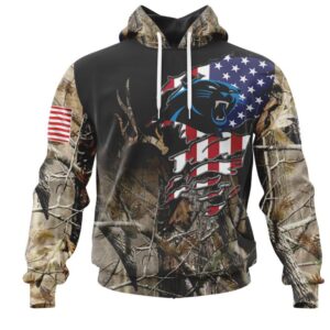 NFL Carolina Panthers Custom Name Number Realtree Hunting Pullover Hoodie