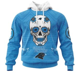 NFL Carolina Panthers Custom Name Number Skull Fan Football Hoodie