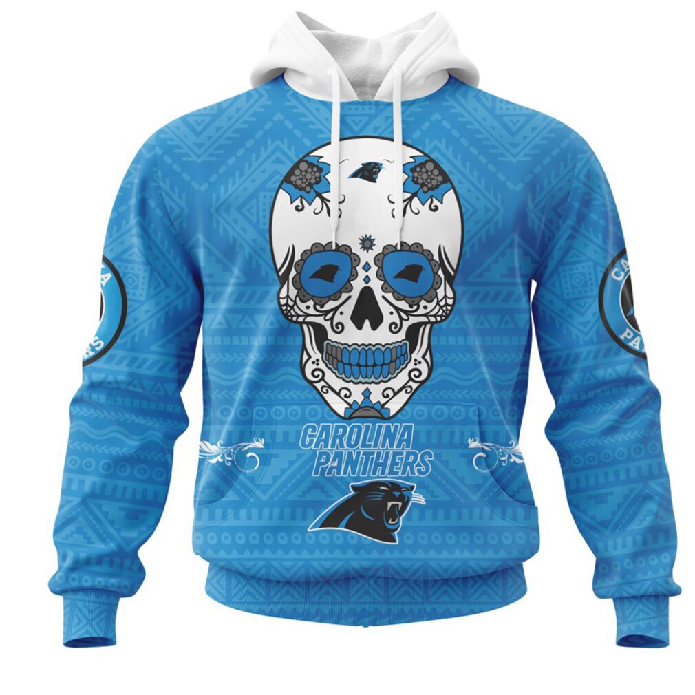 NFL Carolina Panthers Custom Name Number Skull Fan Football Hoodie NFL Carolina Panthers Custom Name Number Skull Fan Football Hoodie