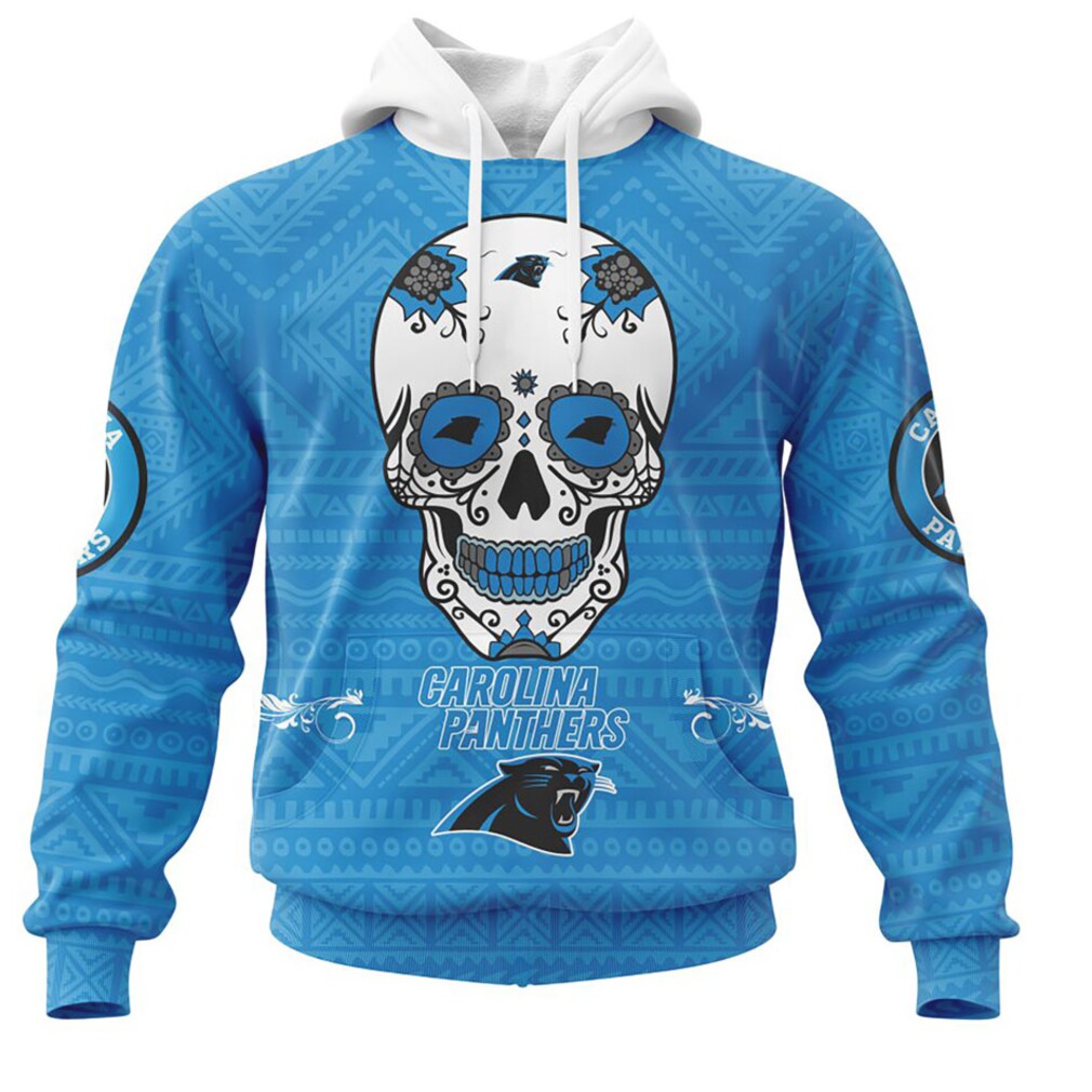 NFL Carolina Panthers Custom Name Number Skull Fan Football Hoodie NFL Carolina Panthers Custom Name Number Skull Fan Football Hoodie