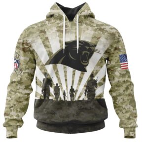 NFL Carolina Panthers Custom Name Number Veterans And Families Pullover Hoodie