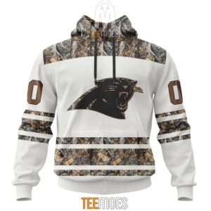 NFL Carolina Panthers Custom Name Number White Camo Hunting Pullover Hoodie