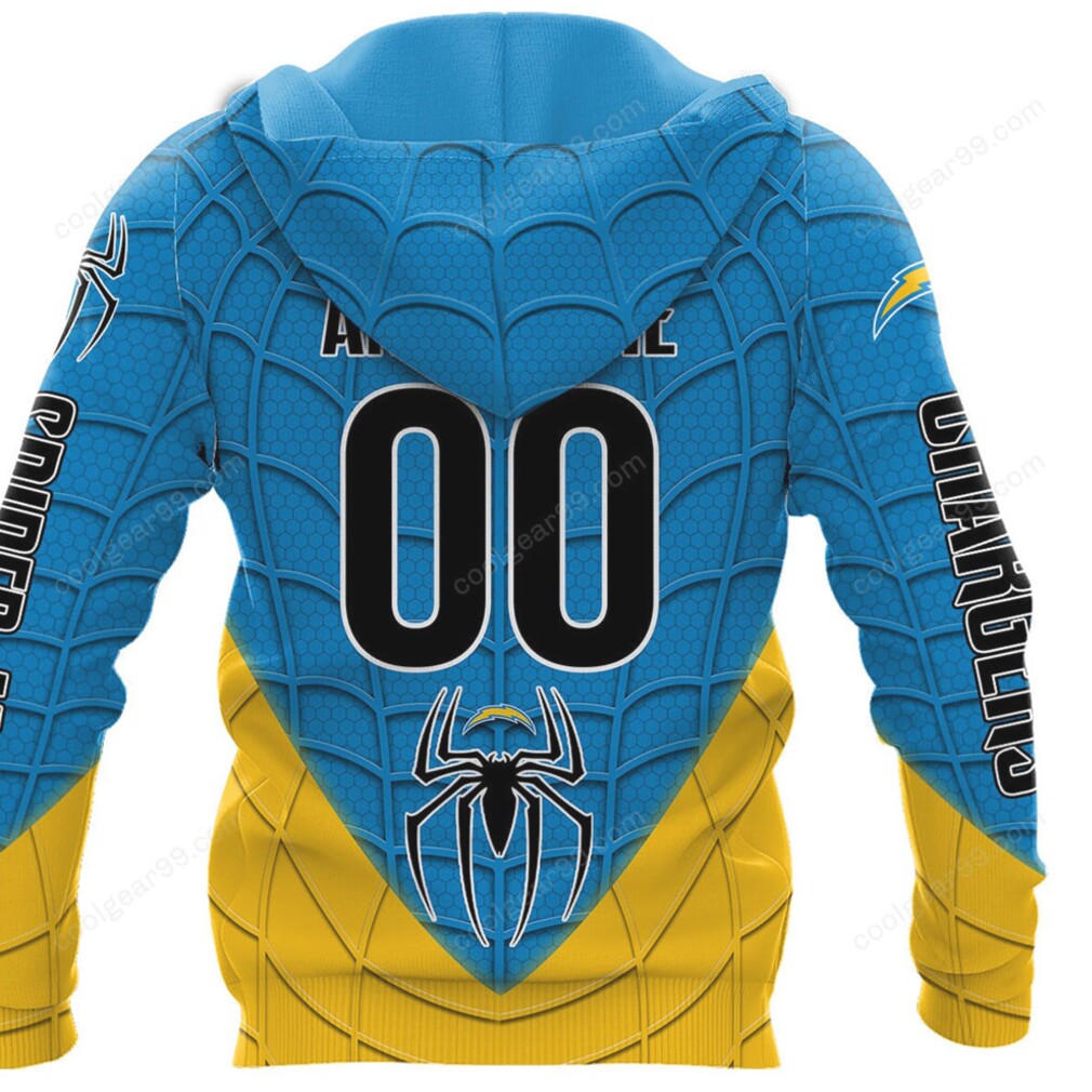 NFL Chargers Blue and Yellow Spider Web Fan Hoodie NFL Chargers Blue and Yellow Spider Web Fan Hoodie