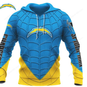 NFL Chargers Blue and Yellow Spider Web Fan Hoodie