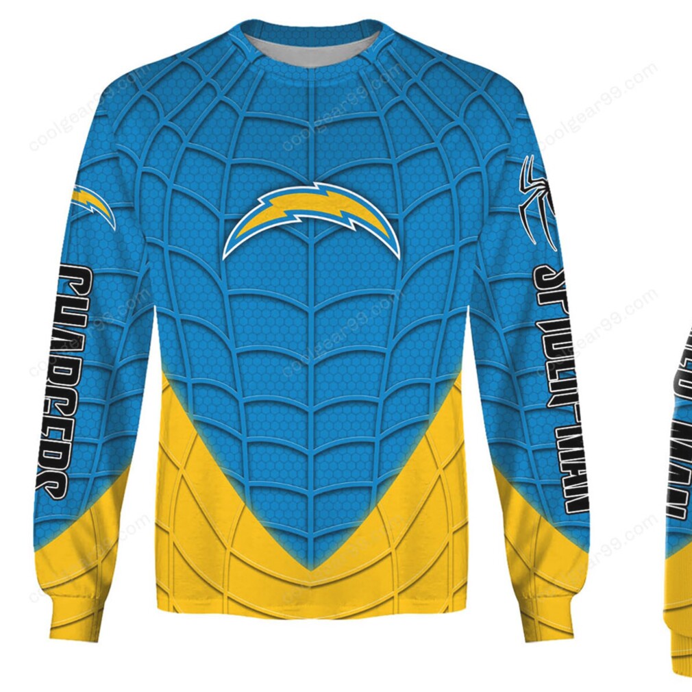NFL Chargers Blue and Yellow Spider Web Fan Hoodie NFL Chargers Blue and Yellow Spider Web Fan Hoodie