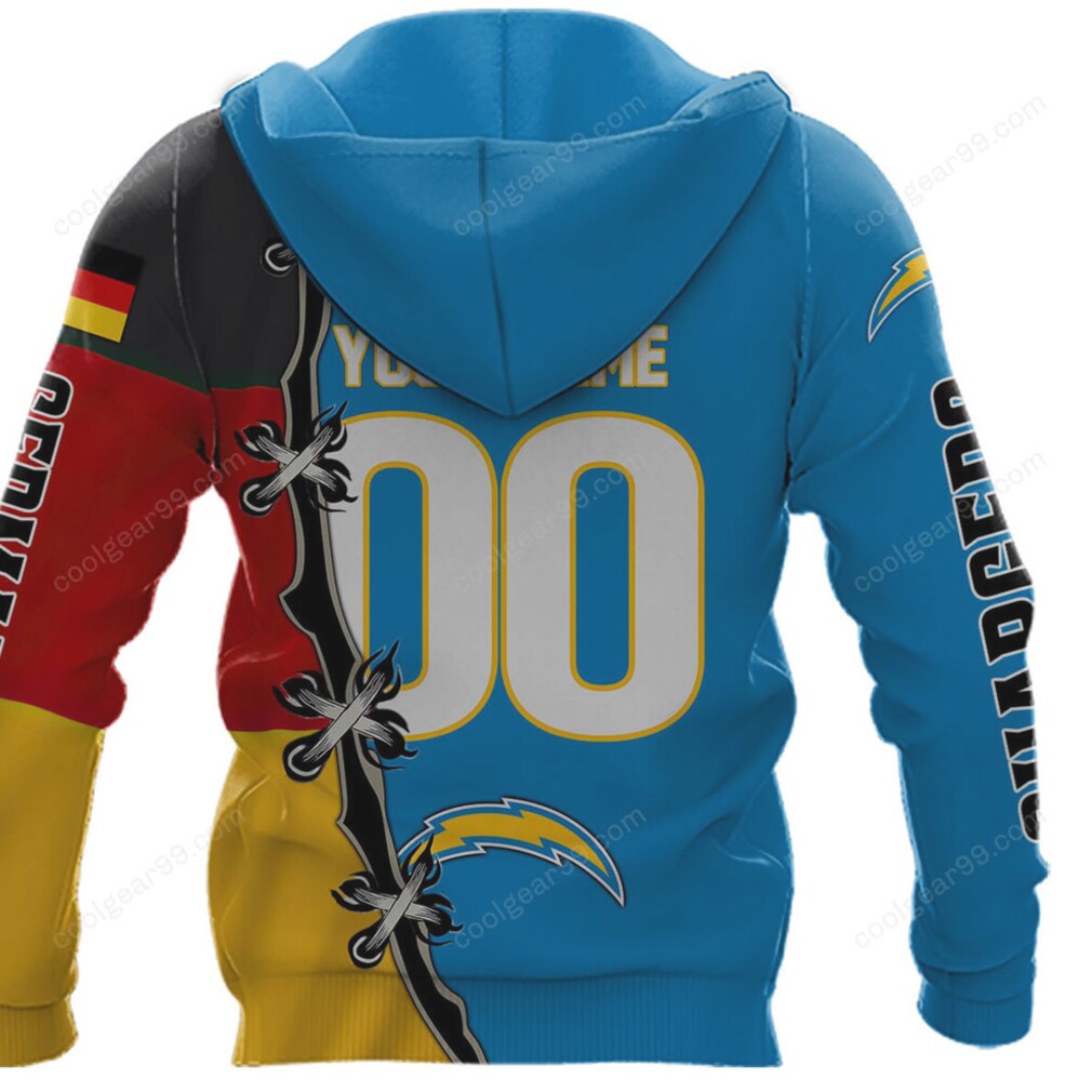 NFL Chargers International Fan Germany Flag Colorblock Hoodie NFL Chargers International Fan Germany Flag Colorblock Hoodie