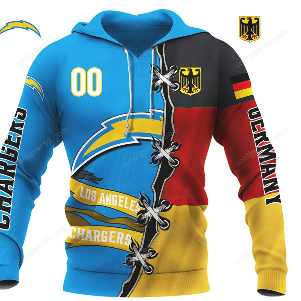 NFL Chargers International Fan Germany Flag Colorblock Hoodie NFL Chargers International Fan Germany Flag Colorblock Hoodie