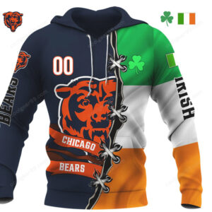 NFL Chicago Bears, Ireland Flag Fan Hoodie NFL Chicago Bears, Ireland Flag Fan Hoodie
