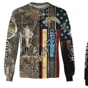 NFL Los Angeles Chargers All Over Print 3D Hoodie USA Flag Camo Realtree Hunting