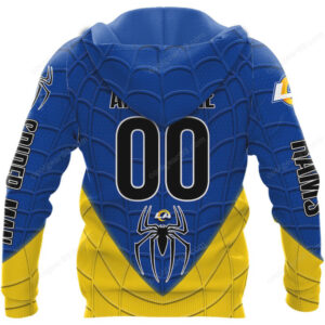 NFL Los Angeles Rams 3D Hoodie Spider Man Inspired Custom Graphic Pullover NFL Los Angeles Rams 3D Hoodie Spider Man Inspired Custom Graphic Pullover
