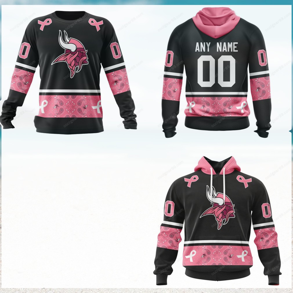 NFL Minnesota Vikings In October We Wear Pink Personalized Apparel hoodie NFL Minnesota Vikings In October We Wear Pink Personalized Apparel hoodie