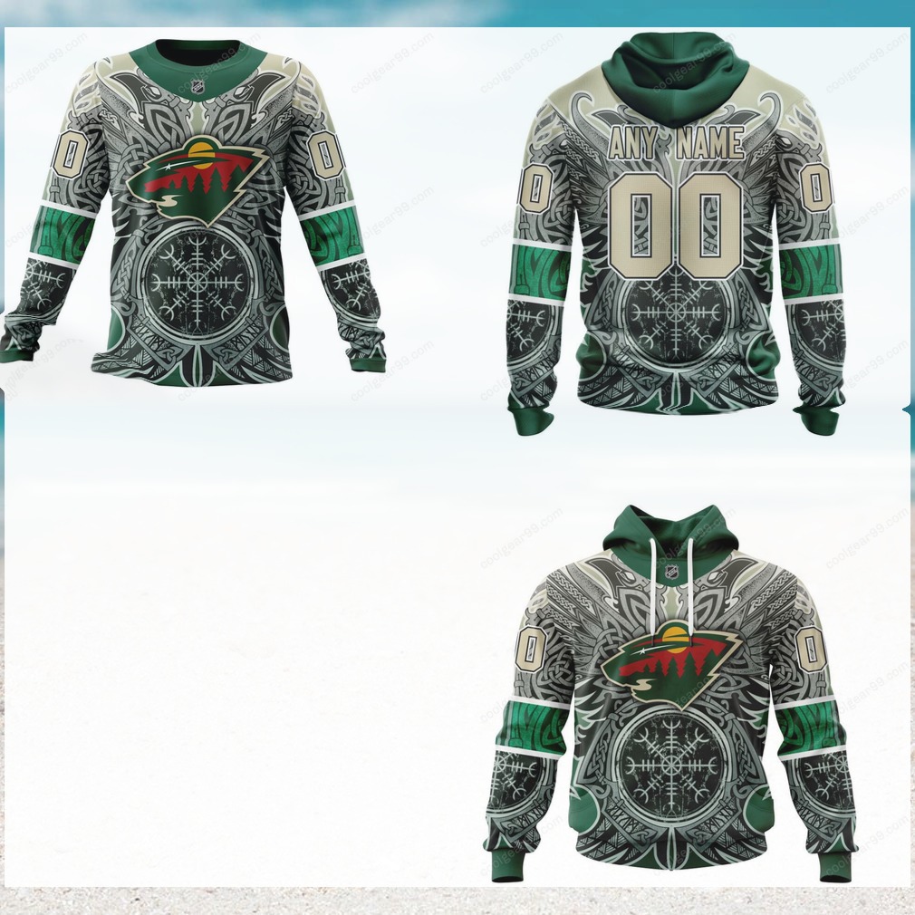 NHL Minnesota Wild Custom Name & Number Viking Print Apparel Hoodie NHL Minnesota Wild Custom Name & Number Viking Print Apparel Hoodie
