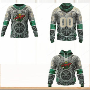 NHL Minnesota Wild Custom Name & Number Viking Print Apparel Hoodie