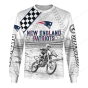 New England Patriots Motocross Long Sleeve T Shirt Custom Name & Number Hoddie