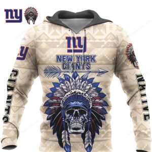 New York Giants Skull Native Design NFL Hoodie New York Giants Skull Native Design NFL Hoodie