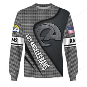 Official LA Rams Gear Checkered Pattern Hoodie and Long Sleeve Tee