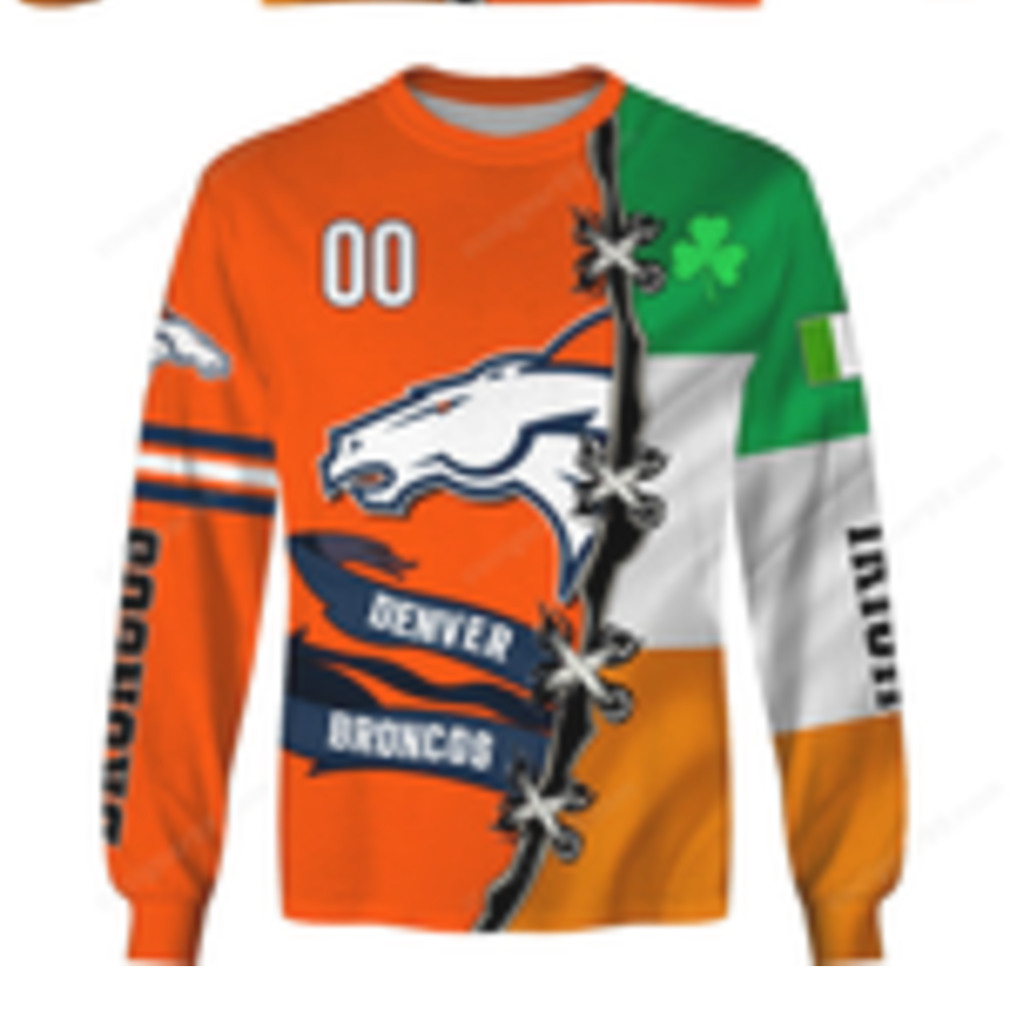 Orange and Green Denver Broncos Themed Irish Fan Hoodie Orange and Green Denver Broncos Themed Irish Fan Hoodie