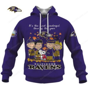 Peanuts Gang Baltimore Ravens Holiday Hoodie Peanuts Gang Baltimore Ravens Holiday Hoodie