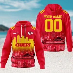 Personalized Kansas City Chiefs Skyline Fan Hoodie Personalized Kansas City Chiefs Skyline Fan Hoodie