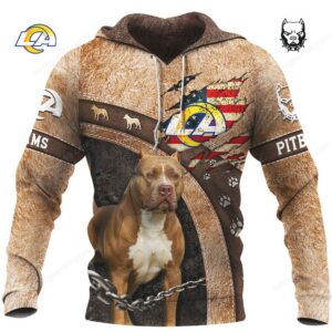 Pit Bull Dog American Flag Hoodie