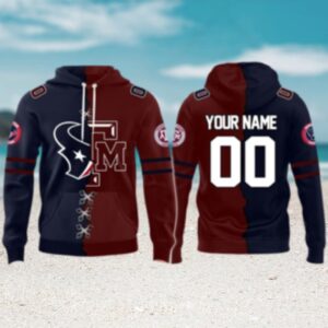 Mix 2 Teams Houston Texans and Texas A,M Aggies Custom Hoodie Mix 2 Teams Houston Texans and Texas A,M Aggies Custom Hoodie