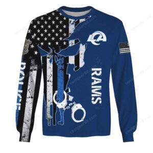 Rams Nation Police Skull American Flag Apparel