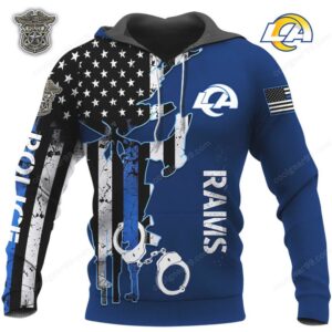Rams Nation Police Skull American Flag Apparel