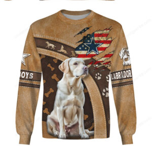 Rugged Labrador Retriever American Flag Graphic T Shirt