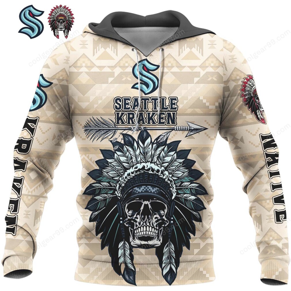 Seattle Kraken Native American Style Skull Shirt Seattle Kraken Native American Style Skull Shirt