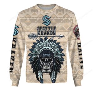 Seattle Kraken Native American Style Skull Shirt