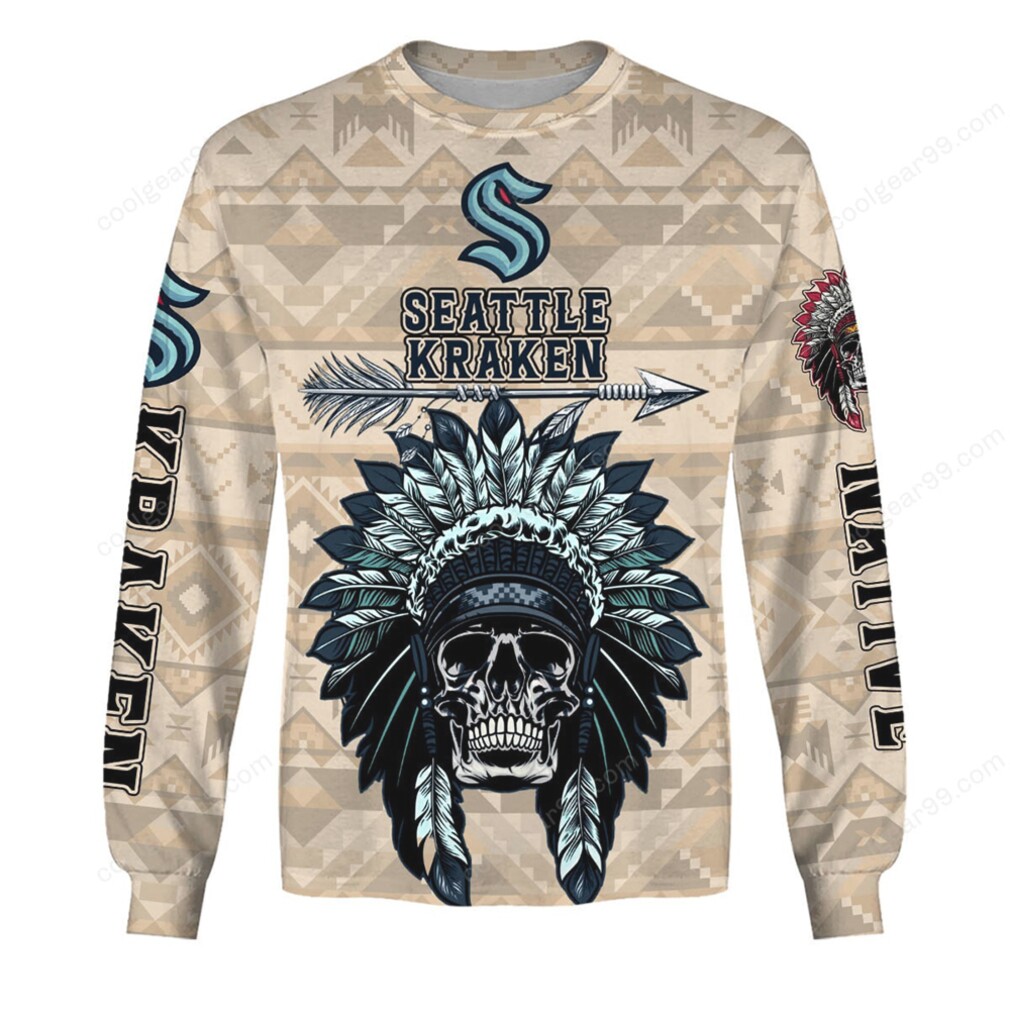 Seattle Kraken Native American Style Skull Shirt Seattle Kraken Native American Style Skull Shirt