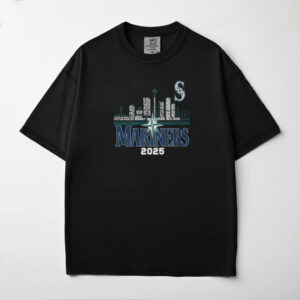 Seattle Mariners 2025 City Skyline Player Roster T Shirt Seattle Mariners 2025 City Skyline Player Roster T Shirt