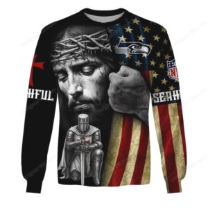 Seattle Seahawks American Flag Jesus & Knight Templar Hoodie