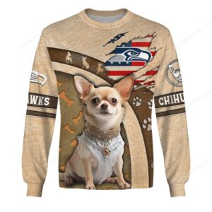 Seattle Seahawks Fan Chihuahua Dog Hoodie & Long Sleeve Shirt