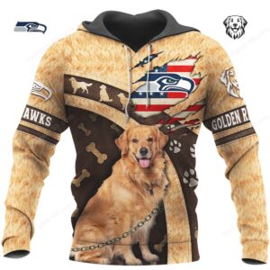 Seattle Seahawks Fan Golden Retriever Dog All Over Print Shirt Seattle Seahawks Fan Golden Retriever Dog All Over Print Shirt