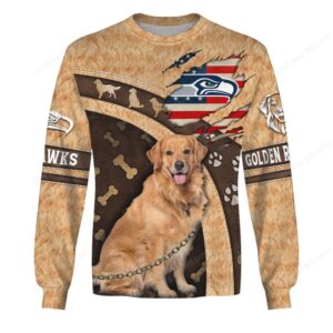 Seattle Seahawks Fan Golden Retriever Dog All Over Print Shirt