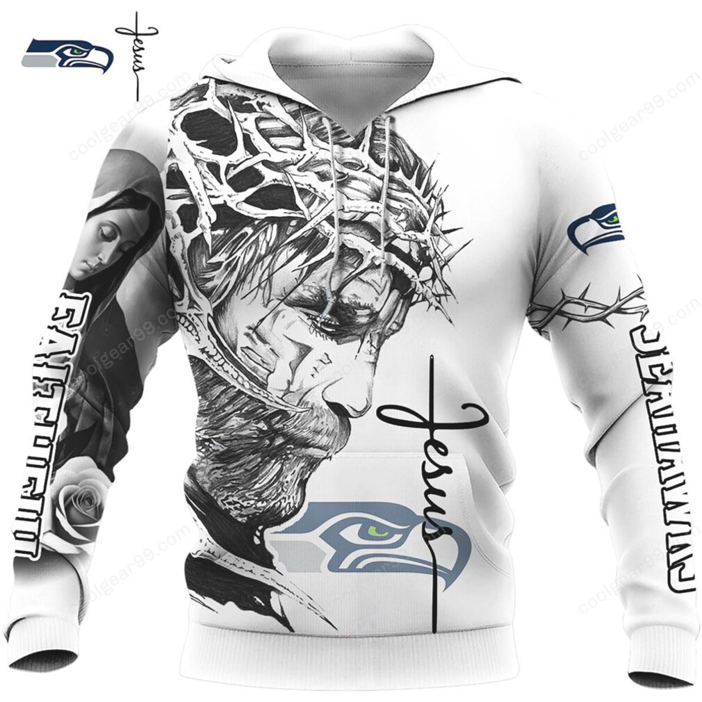 Seattle Seahawks Jesus Crown of Thorns Custom Hoodie Seattle Seahawks Jesus Crown of Thorns Custom Hoodie