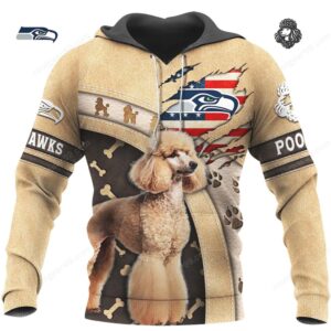 Seattle Seahawks Poodle 3D Graphic Hoodie Seattle Seahawks Poodle 3D Graphic Hoodie