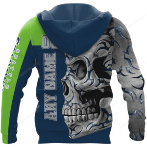 Seattle Seahawks Skulled Out Custom Name Hoodie