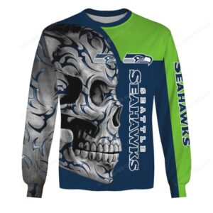Seattle Seahawks Skulled Out Custom Name Hoodie