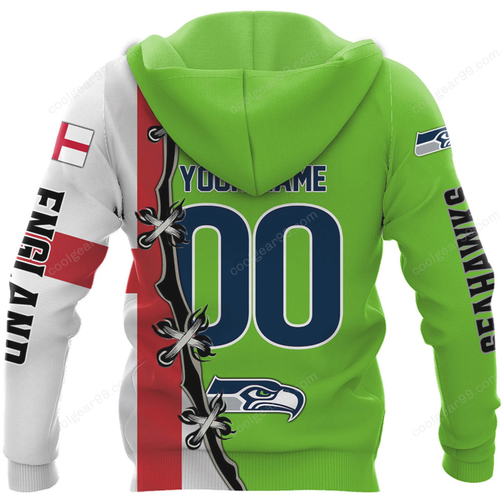 Seattle Seahawks x England Flag Custom Design Hoodie and Long Sleeve Shirt Seattle Seahawks x England Flag Custom Design Hoodie and Long Sleeve Shirt