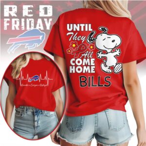 Snoopy RED Friday Until They All Come Home Buffalo Bills T Shirt