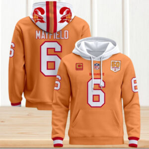 Tampa Bay Buccaneers Baker Mayfield 50 Seasons Hoodie Tampa Bay Buccaneers Baker Mayfield 50 Seasons Hoodie