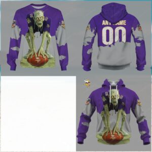 Undead Fan Minnesota Vikings Custom Zombie Football Hoodie Undead Fan Minnesota Vikings Custom Zombie Football Hoodie