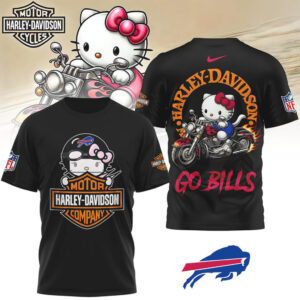 Unique Hello Kitty & Harley Davidson Crossover T Shirt Buffalo Bills Football Fan Gift