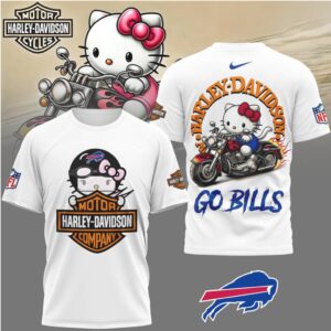 Unique Hello Kitty & Harley Davidson Crossover T Shirt Buffalo Bills Football Fan Gift