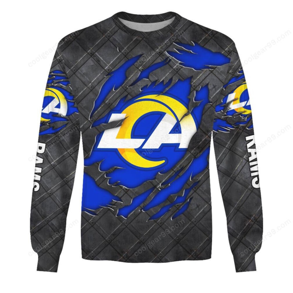 Unique LA Rams Shattered Graphic Long Sleeve Shirt & Pullover Unique LA Rams Shattered Graphic Long Sleeve Shirt & Pullover