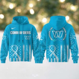 Washington Commanders Prostate Cancer Awareness Blue Ribbon Hoodie