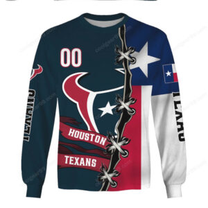 Houston Texans Navy Blue and Red Hoodie